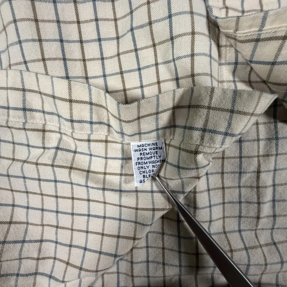 Polo Ralph Lauren Shirt Men's Large Tan Windowpane Plaid Long Sleeve Preppy Pony